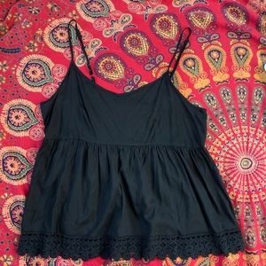 Black Cami with Flower Trim